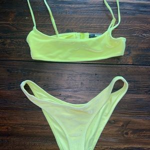 Neon green triangl bikini set